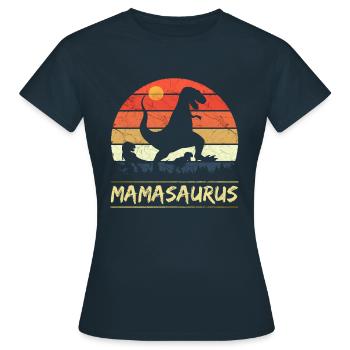 Mamasaurus - Retro! - Frauen T-Shirt - Navy - Vorne - AI Model Female 172 dark (172cm)