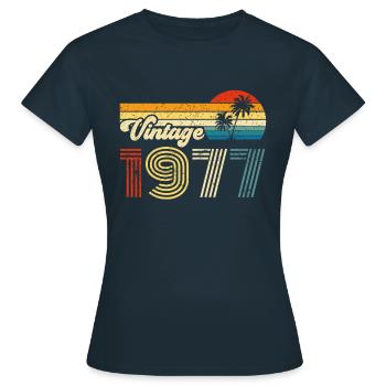 Vintage 1977 - Frauen T-Shirt - Navy - Vorne - AI Model Female 172 dark (172cm)