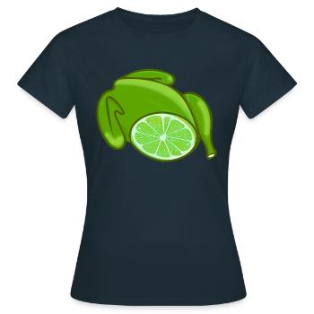 poulet, poulet, citron vert, poulet au citron, bande dessinée - T-shirt Femme - marine - Devant - AI Model Female 172 dark (172cm)