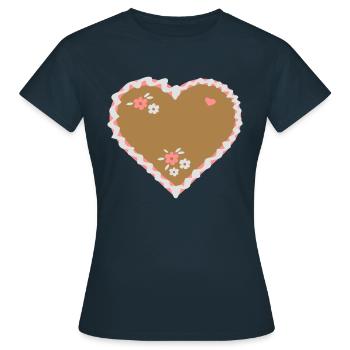 Lebkuchenherz zum Selberbeschriften - Frauen T-Shirt - Navy - Vorne - AI Model Female 172 dark (172cm)