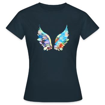 angelwings,flügel,aquarell,bunt,engelsflügel - Frauen T-Shirt - Navy - Vorne - AI Model Female 172 dark (172cm)