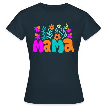 Fête des mères Retro Mama Floral - T-shirt Femme - marine - Devant - AI Model Female 172 dark (172cm)