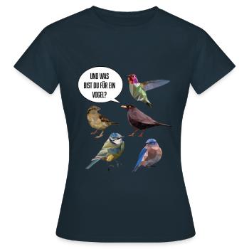 Vögel - Frauen T-Shirt - Navy - Vorne - AI Model Female 172 dark (172cm)
