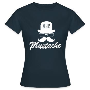 Nerdy Mustache Schnauzbart - Frauen T-Shirt - Navy - Vorne - AI Model Female 172 dark (172cm)