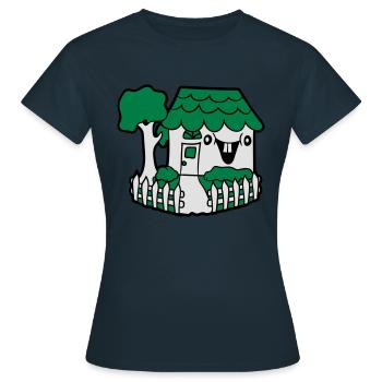 glücklich gesicht comic süß niedlich idyllisch zau - Frauen T-Shirt - Navy - Vorne - AI Model Female 172 dark (172cm)