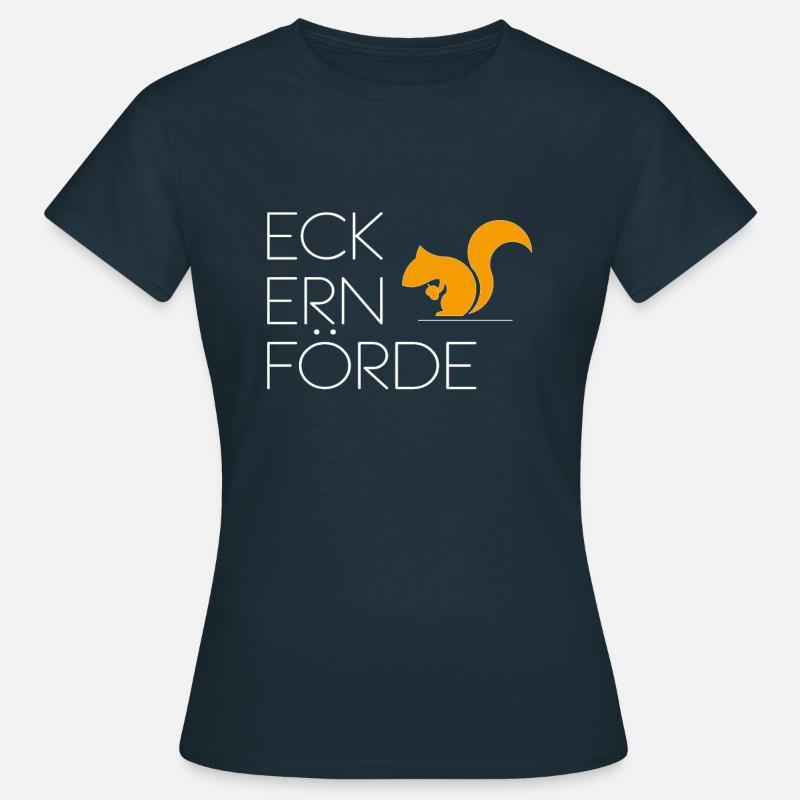 Eckernförde mit Eichhörnchen - Frauen T-Shirt - Navy
