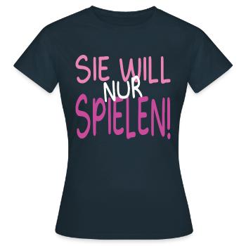 Lustiger Spruch Hund - Frauen T-Shirt - Navy - Vorne - AI Model Female 172 dark (172cm)