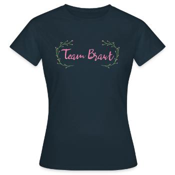 Team Braut Blumen - Frauen T-Shirt - Navy - Vorne - AI Model Female 172 dark (172cm)