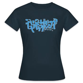 Giessen Schriftzug - Frauen T-Shirt - Navy - Vorne - AI Model Female 172 dark (172cm)