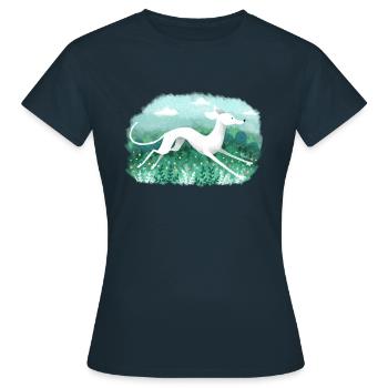 Sighthound Love - Running Free - Dog Design - Women's T-Shirt - navy - Front - AI Model Female 172 dark (172cm)