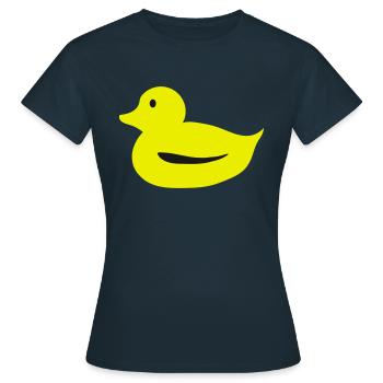 Badeente Ente Quietsche Entchen - Frauen T-Shirt - Navy - Vorne - AI Model Female 172 dark (172cm)