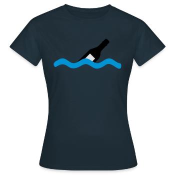 message in a bottle - Women's T-Shirt - navy - Front - AI Model Female 172 dark (172cm)
