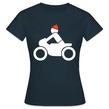Motorradfahrer mit Helm, Geschenkidee - Frauen T-Shirt - Navy - Vorne - AI Model Female 172 dark (172cm)