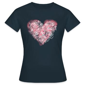 Coeur rose - T-shirt Femme - marine - Devant - AI Model Female 172 dark (172cm)