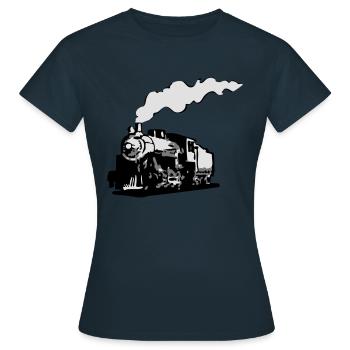 dampflok eisenbahn lokomotive romantik - Frauen T-Shirt - Navy - Vorne - AI Model Female 172 dark (172cm)
