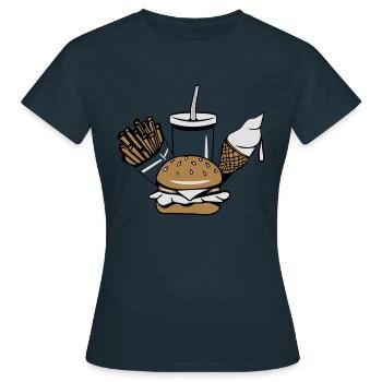 fast food menue ice cream - T-shirt Femme - marine - Devant - AI Model Female 172 dark (172cm)