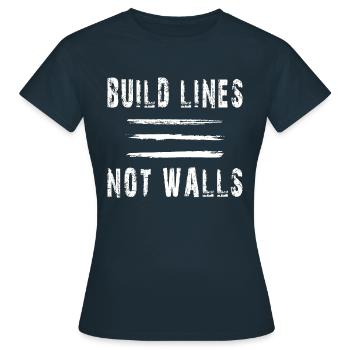 build lines not walls - Women's T-Shirt - navy - Front - AI Model Female 172 dark (172cm)