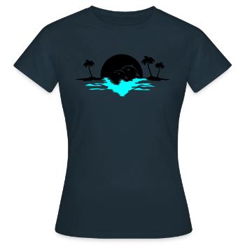 sunset delfine - T-shirt Femme - marine - Devant - AI Model Female 172 dark (172cm)
