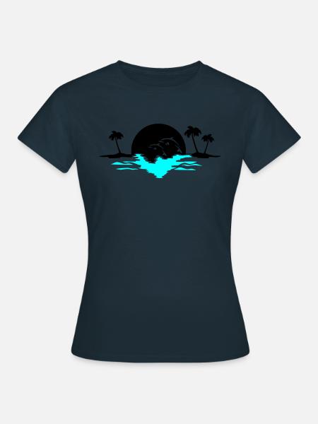 sunset delfine - Frauen T-Shirt - Navy