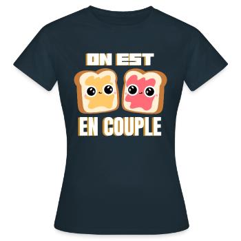 Tartines on est en couple Humour Amour Valentin - T-shirt Femme - marine - Devant - AI Model Female 172 dark (172cm)