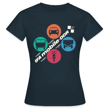 IFA mobile DDR - Design rétro - Ostalgie - T-shirt Femme - marine - Devant - AI Model Female 172 dark (172cm)