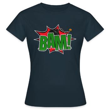 Bam! Lettrage graffiti de style bande dessinée - T-shirt Femme - marine - Devant - AI Model Female 172 dark (172cm)