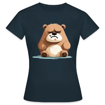 Titi, der traurige Bär - Frauen T-Shirt - Navy - Vorne - AI Model Female 172 dark (172cm)