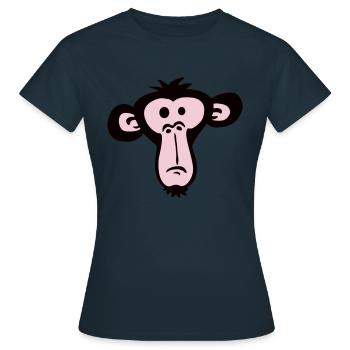 Sad Confused Monkey Head Boredom Face - Women's T-Shirt - navy - Front - AI Model Female 172 dark (172cm)