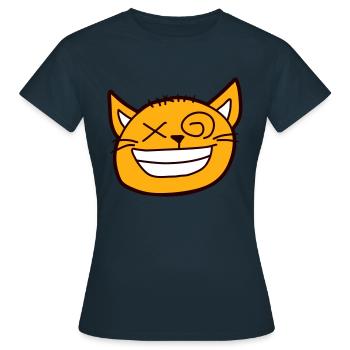 Insane Cat Squints Funny Crazy Grimace - Women's T-Shirt - navy - Front - AI Model Female 172 dark (172cm)