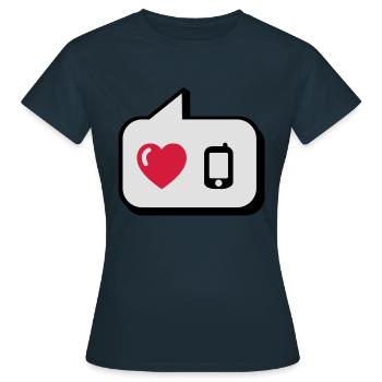 Sprechblase i love telefonieren - Frauen T-Shirt - Navy - Vorne - AI Model Female 172 dark (172cm)