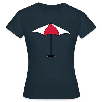 sonnenschirm regenschirm sonnenschutz strand meer - Frauen T-Shirt - Navy - Vorne - AI Model Female 172 dark (172cm)