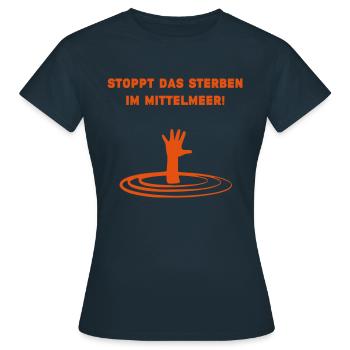 Stoppt das Sterben im Mittelmeer - Frauen T-Shirt - Navy - Vorne - AI Model Female 172 dark (172cm)