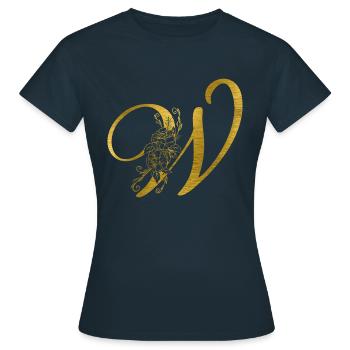 W Buchstabe - Frauen T-Shirt - Navy - Vorne - AI Model Female 172 dark (172cm)