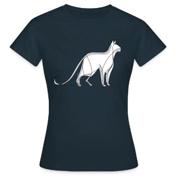 Dessin au trait fin chat sur fond blanc - T-shirt Femme - marine - Devant - AI Model Female 172 dark (172cm)