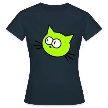 Neugierige Katze Guckt Lustig Ulkig Albern Komisch - Frauen T-Shirt - Navy - Vorne - AI Model Female 172 dark (172cm)