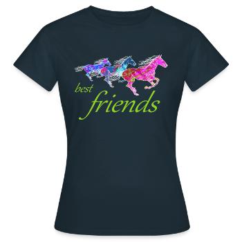 Best Friends Colorful Artistic Horses Circus - Women's T-Shirt - navy - Front - AI Model Female 172 dark (172cm)