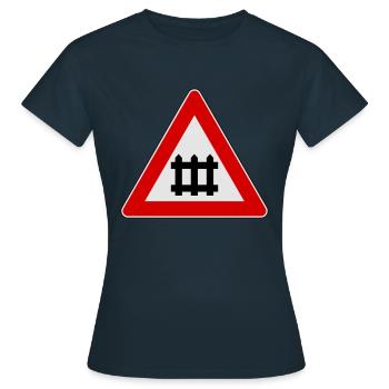 Warning train gate sign - Women's T-Shirt - navy - Front - AI Model Female 172 dark (172cm)