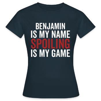 Benjamin est mon nom Spoiler est mon jeu - T-shirt Femme - marine - Devant - AI Model Female 172 dark (172cm)