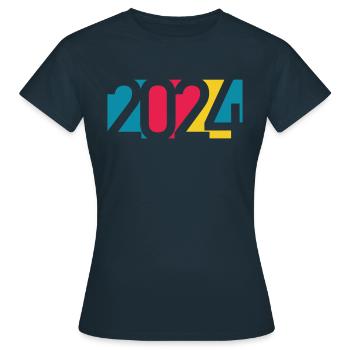 2024 happy new year Jahreszahl Datum Zahl Anno - Frauen T-Shirt - Navy - Vorne - AI Model Female 172 dark (172cm)