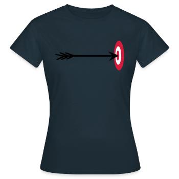 bogenschuetze zielscheibe mitte getroffen pfeil bo - Frauen T-Shirt - Navy - Vorne - AI Model Female 172 dark (172cm)