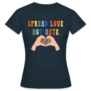 Spread Love Not Hate - Women's T-Shirt - navy - Front - AI Model Female 172 dark (172cm)