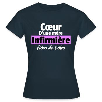 Fière d'être infirmière - T-shirt Femme - marine - Devant - AI Model Female 172 dark (172cm)