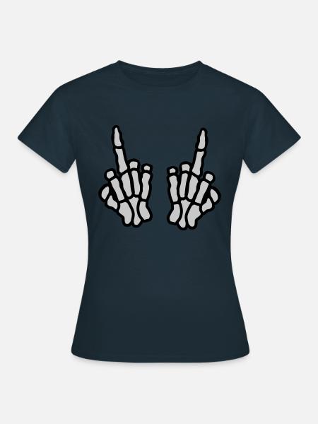 2 Hände Knochen Mittelfinger - Frauen T-Shirt - Navy