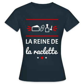 La reine de la raclette, fête des mères, fromage - T-shirt Femme - marine - Devant - AI Model Female 172 dark (172cm)