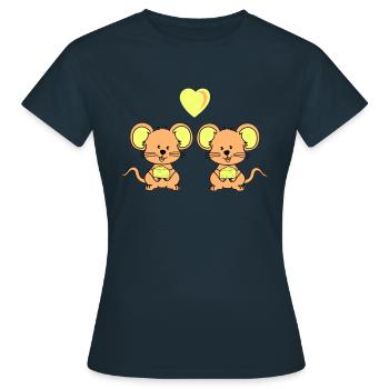 mäuse verliebt - Frauen T-Shirt - Navy - Vorne - AI Model Female 172 dark (172cm)