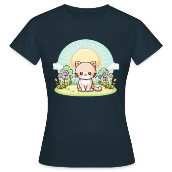 chat mignon - T-shirt Femme - marine - Devant - AI Model Female 172 dark (172cm)