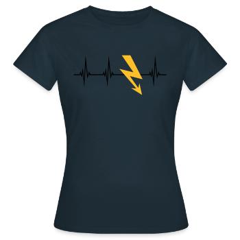 strom puls herzschlag frequenz elektrisch blitz en - Frauen T-Shirt - Navy - Vorne - AI Model Female 172 dark (172cm)