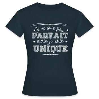 je ne suis pas parfait mais je suis unique - T-shirt Femme - marine - Devant - AI Model Female 172 dark (172cm)