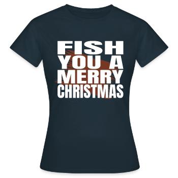 Tournois de pêche Cadeau de Noël mignon - T-shirt Femme - marine - Devant - AI Model Female 172 dark (172cm)