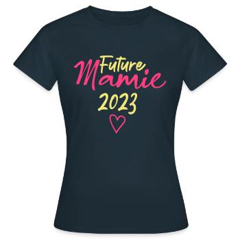 Future Mamie 2023 Annonce Naissance Annonce - T-shirt Femme - marine - Devant - AI Model Female 172 dark (172cm)